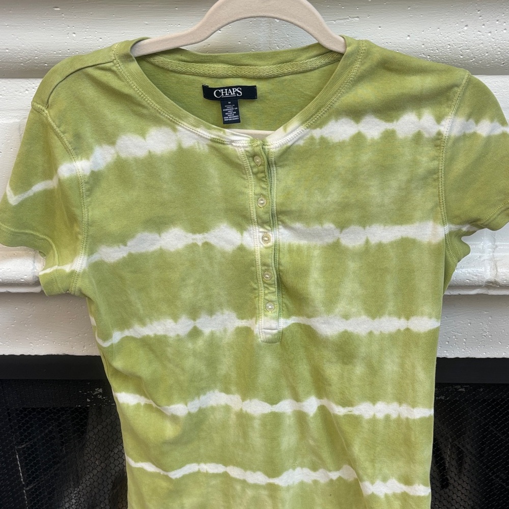 Chaps Lime Tie-Dye Henley Shirt